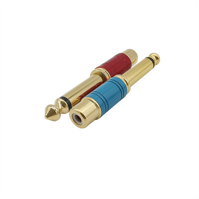 2 τεμ. Υποδοχή ήχου RCA Jack 6,35 mm Μονοφωνικό αρσενικό βύσμα σε RCA Θηλυκό βύσμα μετατροπέα ηχείου