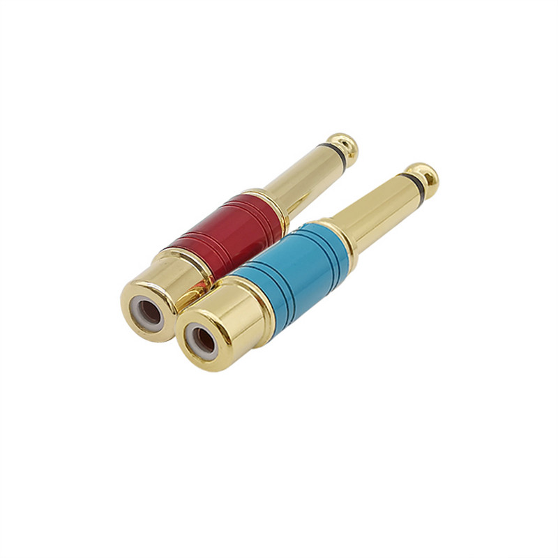 2Pcs RCA Jack Audio konektor 6.35 mm Mono muški utikač na RCA ženski Jack Adapter za zvučnik Konverter konektor