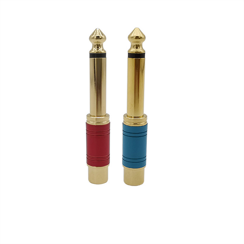 2Pcs RCA Jack Audio konektor 6.35 mm Mono muški utikač na RCA ženski Jack Adapter za zvučnik Konverter konektor