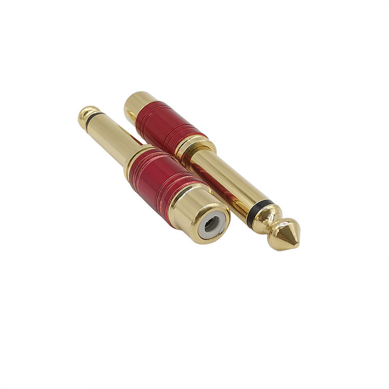 2Pcs RCA Jack Audio konektor 6.35 mm Mono muški utikač na RCA ženski Jack Adapter za zvučnik Konverter konektor