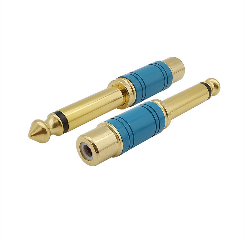 2Pcs RCA Jack Audio konektor 6.35 mm Mono muški utikač na RCA ženski Jack Adapter za zvučnik Konverter konektor
