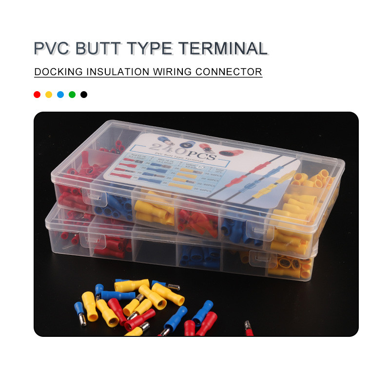 Upakovano u kutiju od 240 KOM Spade bullet Crimp terminals Izolirani kabelski konektor Električna žica PVC muški ženski set spojnih terminala
