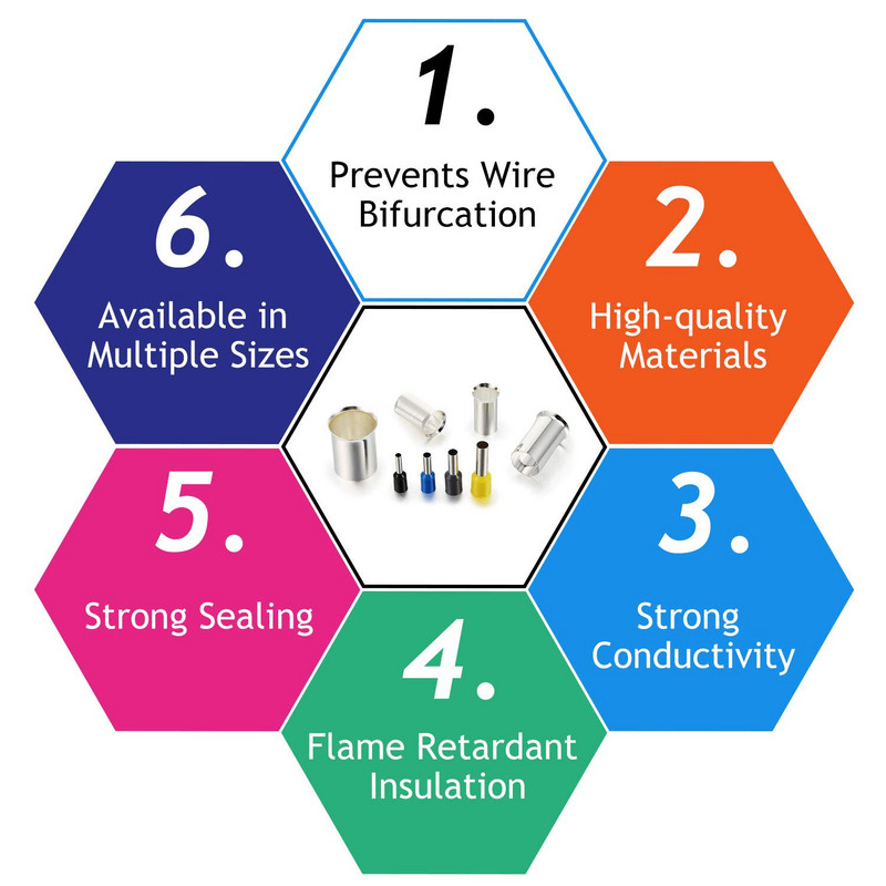 1900/1200/440Gb Stiepļu uzmavas Komplekti Uzmavas Stiepļu gali Spailes Presēšanas spailes Savienotāju uzmavas AWG (2/0 1/0 2 4 10 12 14 16)