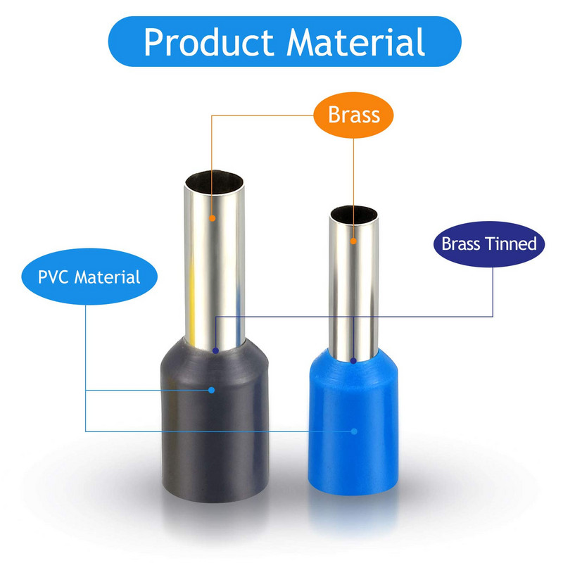 1900/1200/440Gb Stiepļu uzmavas Komplekti Uzmavas Stiepļu gali Spailes Presēšanas spailes Savienotāju uzmavas AWG (2/0 1/0 2 4 10 12 14 16)