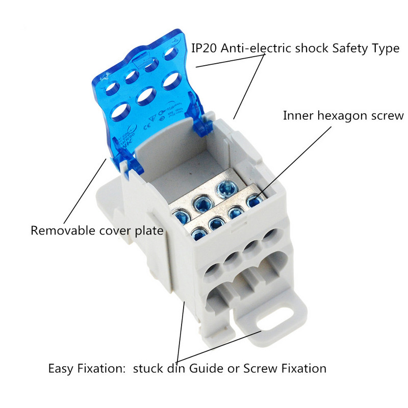 1 gab UKK80A spaiļu bloks 1 daudzās Out Din Rail sadales kārbā Universāls elektrisko vadu savienotājs SARKANS DZELTENS ZILS ZAĻS