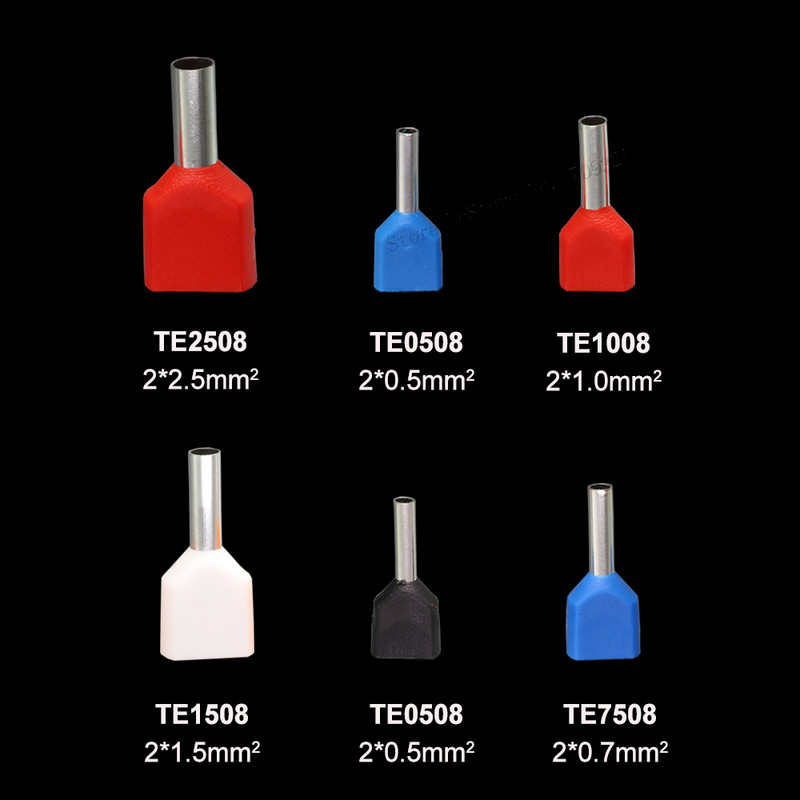 300 kom/kutija Cijevni dvostruki žičani terminalni komplet 2*0,5-2,5 mm2 izolirana ferula s dvostrukim ožičenjem, cijevni spojni terminali, komplet konektorskog odijela