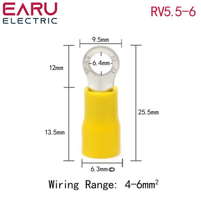 100kom RV 5.5-4 RV5.5-5 RV5.5-6 RV5.5-8 10 12 prstenasto izolirani žičani konektor Električni stezaljki kabelski žičani konektor
