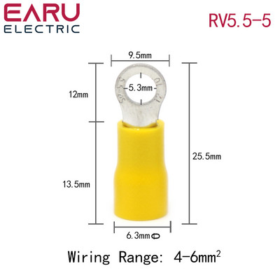 100kom RV 5.5-4 RV5.5-5 RV5.5-6 RV5.5-8 10 12 prstenasto izolirani žičani konektor Električni stezaljki kabelski žičani konektor