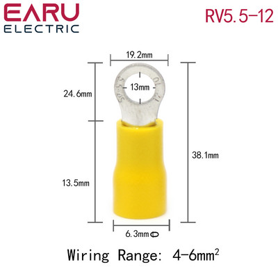 100kom RV 5.5-4 RV5.5-5 RV5.5-6 RV5.5-8 10 12 prstenasto izolirani žičani konektor Električni stezaljki kabelski žičani konektor