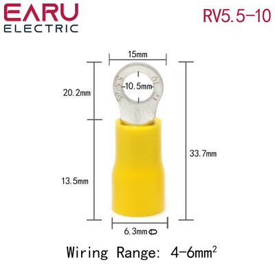 100kom RV 5.5-4 RV5.5-5 RV5.5-6 RV5.5-8 10 12 prstenasto izolirani žičani konektor Električni stezaljki kabelski žičani konektor