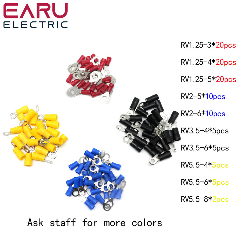 100kom RV 5.5-4 RV5.5-5 RV5.5-6 RV5.5-8 10 12 prstenasto izolirani žičani konektor Električni stezaljki kabelski žičani konektor