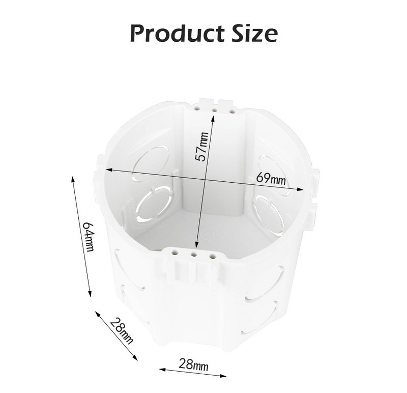 EsooLi EU europski standard 73*62MM kazeta Univerzalna kutija za zidnu montažu za zidni prekidač i utičnicu Stražnja kutija Pop