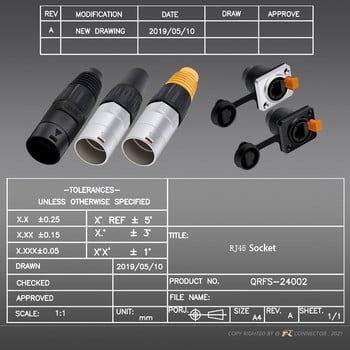 10 τεμ./5 σετ 8p8c RJ45 Αδιάβροχο βύσμα, Πορτοκαλί&Μαύρο, Βάση πάνελ + Βύσμα καλωδίου, Υποδοχή Ethernet/Δίκτυο RJ45, Επίπεδο IP65