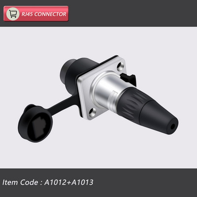  8p8c RJ45 vodootporni konektor, narančasti i crni, montaža na ploču + žičani konektor, RJ45 Ethernet/mrežni konektor, IP65 razina