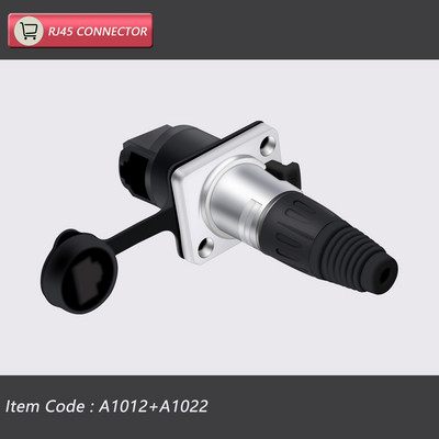  8p8c RJ45 vodootporni konektor, narančasti i crni, montaža na ploču + žičani konektor, RJ45 Ethernet/mrežni konektor, IP65 razina