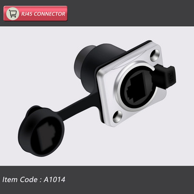  8p8c RJ45 vodootporni konektor, narančasti i crni, montaža na ploču + žičani konektor, RJ45 Ethernet/mrežni konektor, IP65 razina