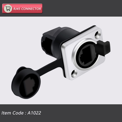  8p8c RJ45 vodootporni konektor, narančasti i crni, montaža na ploču + žičani konektor, RJ45 Ethernet/mrežni konektor, IP65 razina