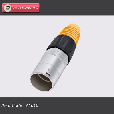  8p8c RJ45 vodootporni konektor, narančasti i crni, montaža na ploču + žičani konektor, RJ45 Ethernet/mrežni konektor, IP65 razina