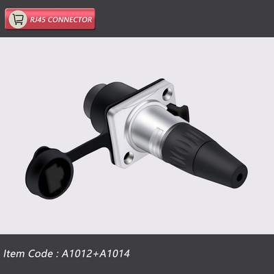  8p8c RJ45 vodootporni konektor, narančasti i crni, montaža na ploču + žičani konektor, RJ45 Ethernet/mrežni konektor, IP65 razina