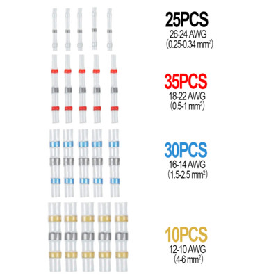 100 kom lemljenih čeonih konektora Crveno bijelo plavi vodootporni konektori za termoskupljajuće žice Automobilski brodski električni terminali