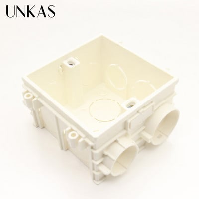 UNKAS Μέγεθος 86*86mm Cassette Universal White Wall Mounting Box for EU/UK Socket Backbox and Wall Light Touch Switch