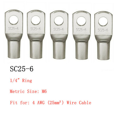 100/50/25/10PCS 4-25mm terminali Baterijska žica Kabel za zavarivanje Konektori Set Asortiman Kositreni bakreni ušice Prstenovi