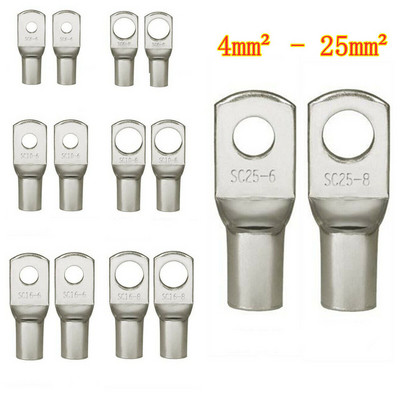100/50/25/10PCS 4-25mm terminali Baterijska žica Kabel za zavarivanje Konektori Set Asortiman Kositreni bakreni ušice Prstenovi