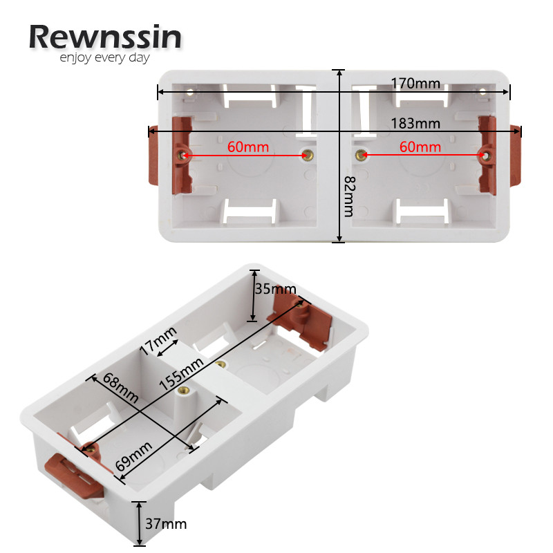 146/172 Tip Zidna kutija za ugradnju Dubina Kutija za suhu oblogu Suha ploča / gips ploča / gips ploča Prekidač za svjetlo Utičnica za struju Kazeta