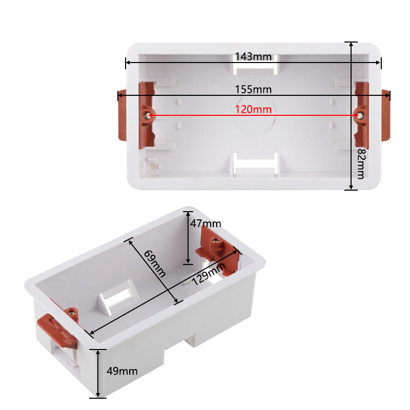 146/172 Tip Zidna kutija za ugradnju Dubina Kutija za suhu oblogu Suha ploča / gips ploča / gips ploča Prekidač za svjetlo Utičnica za struju Kazeta