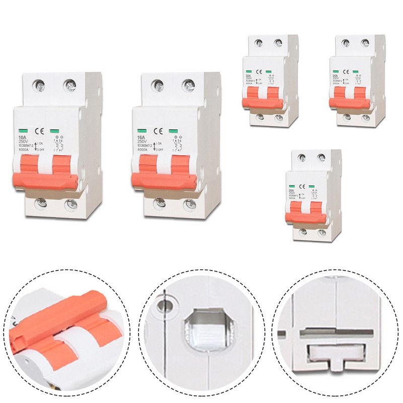 Saules enerģijas savienotājs līdzstrāvas ķēdes pārtraucējs 2P 10ka 2polu 32AMP ķēdes pārtraucējs tīkla sistēma mājas elektrības spraudnis