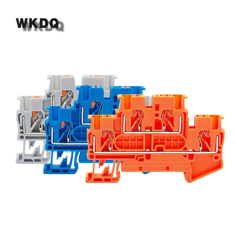 10 vnt PTTB2.5 įstumiamas dvigubo lygio 2 sluoksnio jungties kištukas PTTB-2.5 laidas elektros jungtis Din bėgio gnybtų blokas PTTB 2.5