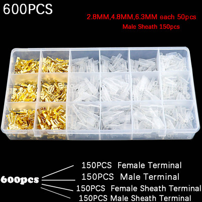 Kutija izolirani muški ženski konektor za žice 2,8/4,8/6,3 mm Električni stezaljke za stezanje Terminali Spade konektori Razni komplet