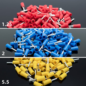 PVC предварително изолиран щифтов накрайник Краен на електрическия проводник Снаждащ се кримпващ съединител Студена преса Иглена клема Използване за AWG22-10