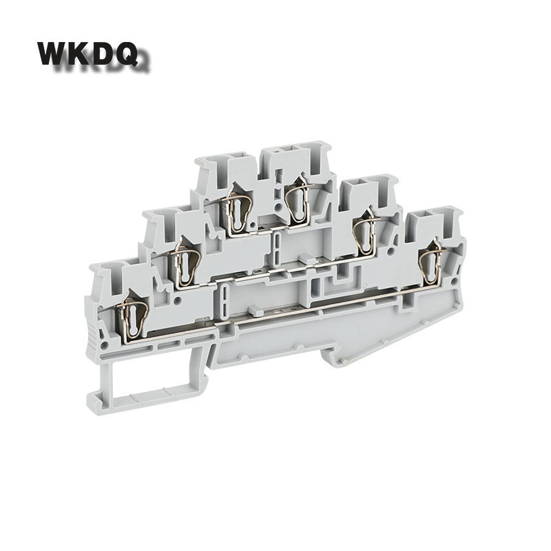 Savienotāja spaile 5gab ST2,5-3L atsperes sprosts 2,5mm2 3 līmeņa vadu elektrības kabeļa spraudnis ST 2,5-3L Din sliedes spaiļu bloks