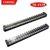 TB-2520 divu rindu barjeras skrūvju spaiļu bloka vadu savienotājs 600V 25A 20P pozīcija elektriskais misiņš/dzelzs