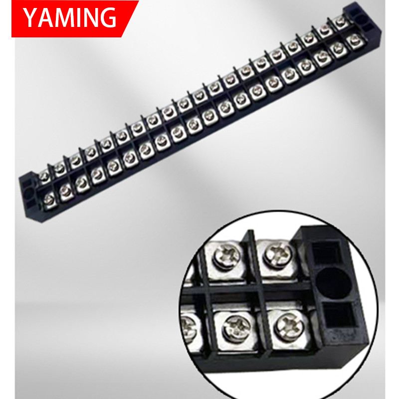 TB-2520 divu rindu barjeras skrūvju spaiļu bloka vadu savienotājs 600V 25A 20P pozīcija elektriskais misiņš/dzelzs