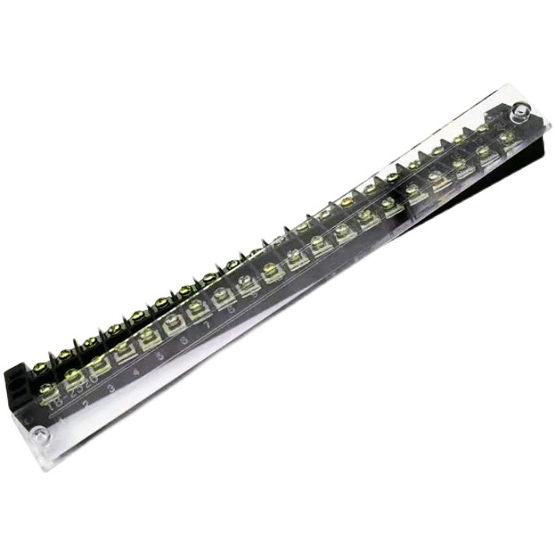 TB-2520 divu rindu barjeras skrūvju spaiļu bloka vadu savienotājs 600V 25A 20P pozīcija elektriskais misiņš/dzelzs