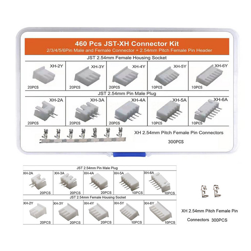 JST 2.0 PH/2.54 XH emane pistik 2/3/4/5/6 kontaktiga pistik klemmiga Juhtmed Kaablid Pistikupesa päis Dupont juhtmeühenduste komplekt