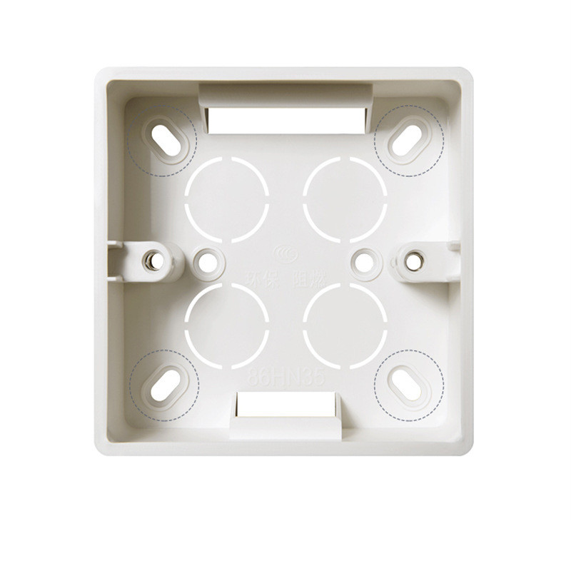 Standarta skārienslēdža montāžas kaste 86 tipa PVC liesmu slāpējoša kasešu sienas kontaktligzdas plāksnes panelis Tumšās kastes elektriskie piederumi