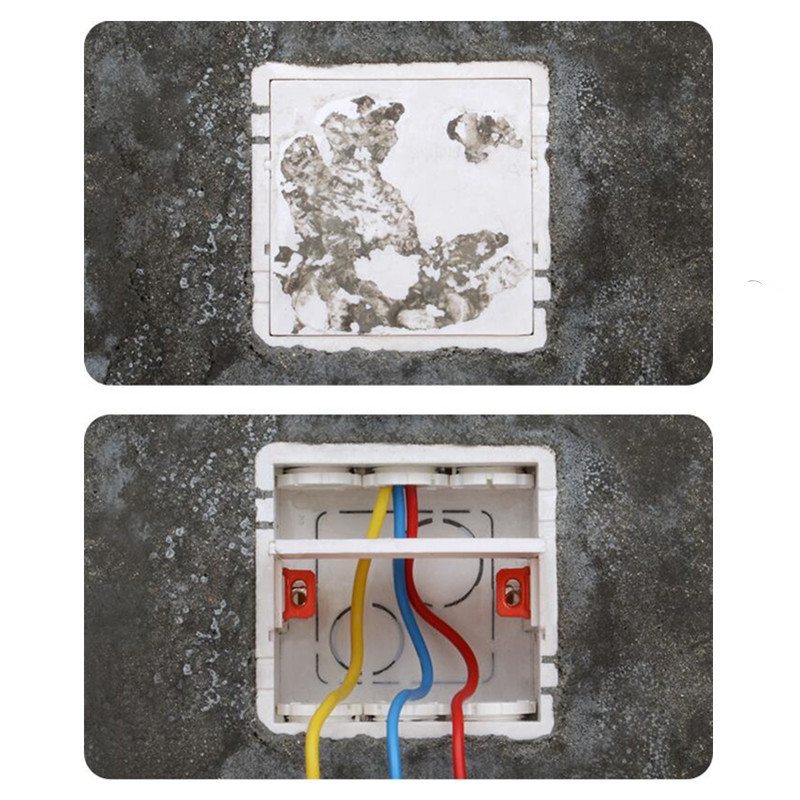 Standarta skārienslēdža montāžas kaste 86 tipa PVC liesmu slāpējoša kasešu sienas kontaktligzdas plāksnes panelis Tumšās kastes elektriskie piederumi