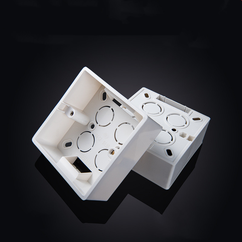 Standarta skārienslēdža montāžas kaste 86 tipa PVC liesmu slāpējoša kasešu sienas kontaktligzdas plāksnes panelis Tumšās kastes elektriskie piederumi