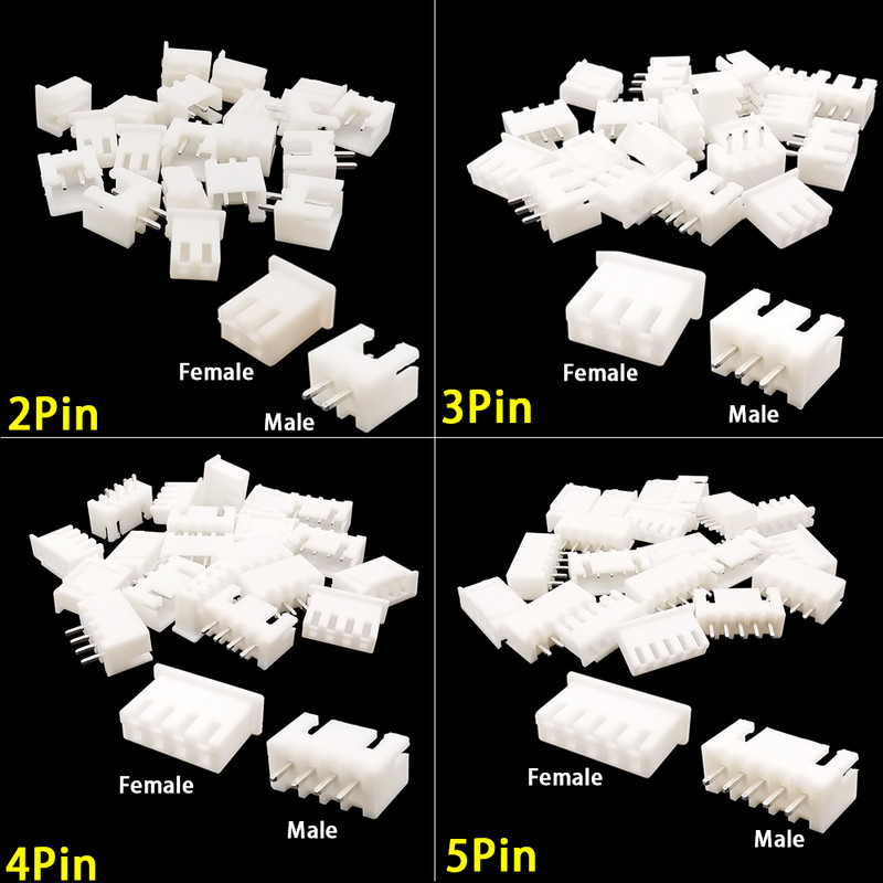 100 gab. JST XH2.54 Materiāls savienotājs Vadi Tapas galvenes korpuss 2/3/4/5 kontaktu spailes spraudnis Sieviešu ligzda Plastmasas apvalki