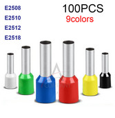 100PCS E2508 E2510 E2512 E2518 Izolacija cijevi Izolirani terminali 2,5 MM2 Konektor kabelske žice Izolacijski stezaljki