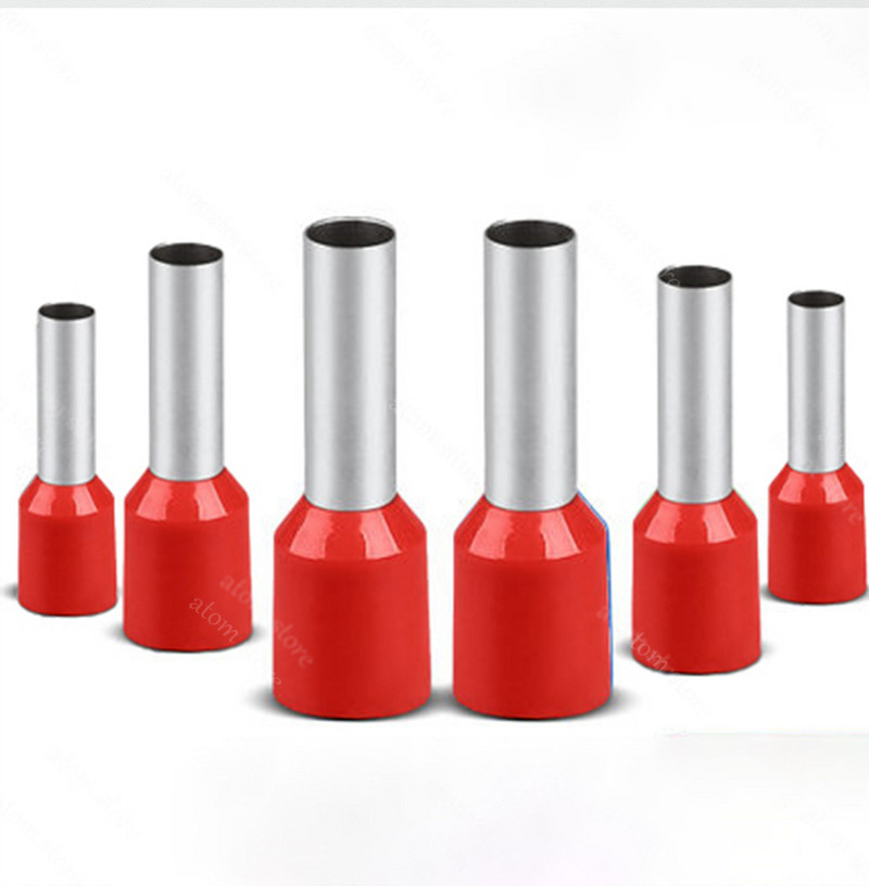 100PCS E2508 E2510 E2512 E2518 Izolacija cijevi Izolirani terminali 2,5 MM2 Konektor kabelske žice Izolacijski stezaljki