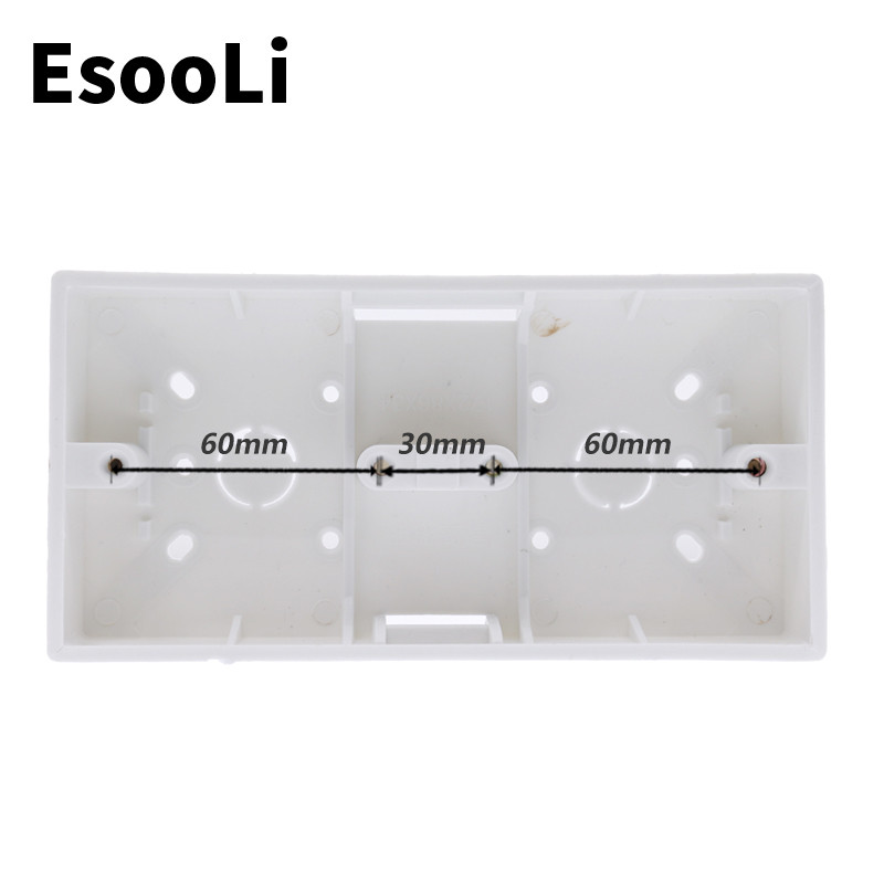 EsooLi ārējā montāžas kaste 172 mm * 86 mm * 33 mm 86 tipa dubultskāriena slēdžiem vai kontaktligzdām ir piemērota jebkurai sienas virsmas pozīcijai