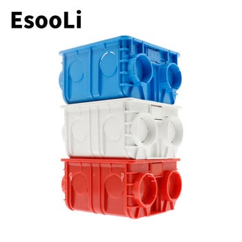 EsooLi Red Wall Mounting Box 86 Internal Cassette White Back Box for 86mm*86mm Standard Touch Switch and Socket with USB