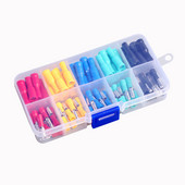 100 gab. Sieviešu un vīriešu gofrētā ložu spailes spaiļu komplekts Automobiļu vadu savienotāju komplekts sarkanā zilā krāsā dzeltenā zaļā melnā krāsā