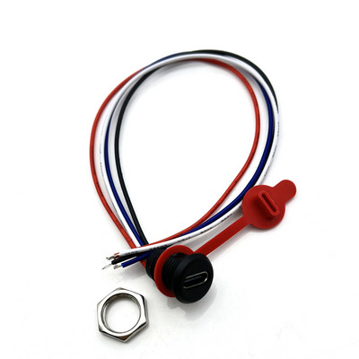 10 gab. C tipa USB savienotājs, ūdensnecaurlaidīgs ar PH 2.0 uzgriežņa bloķēšanas plāksni, sieviešu TPC ūdensizturīgs augstas strāvas ātrās uzlādes ligzdas ports