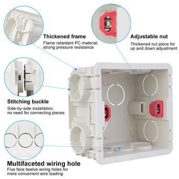 86 Τύπος Dark box 10PCS Atlectric Mounting Switch Cassette Socket Box Κρυφό κρυφό εσωτερικό κουτί τοποθέτησης Λευκό κόκκινο μπλε