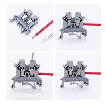 Din Rail Terminal Block UK-5N Universal Connector Screw Connection Electrical Wiring Conductor UK5N Terminal strips Block 10 τμχ